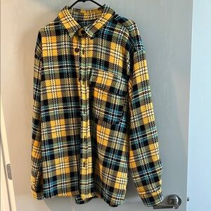 Zara Yellow and Black Plaid Shirt